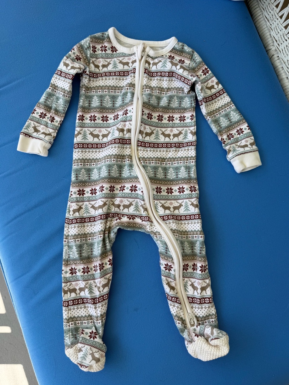 Colored organics 6-12 mo Peyton zipper sleeper fairisle
